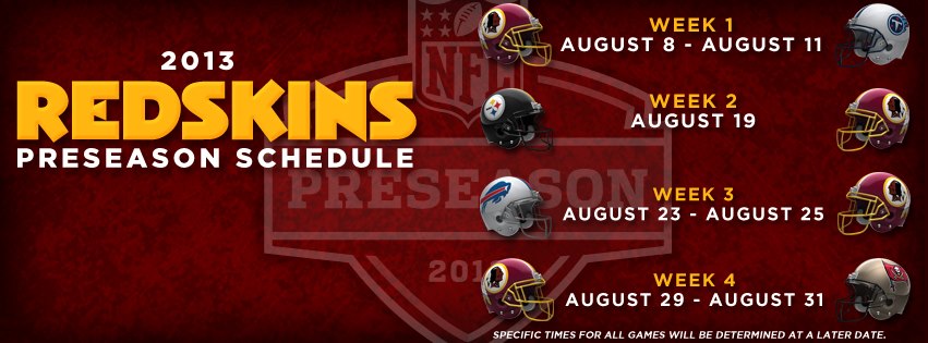 Redskins Pre-Season Schedule Announced