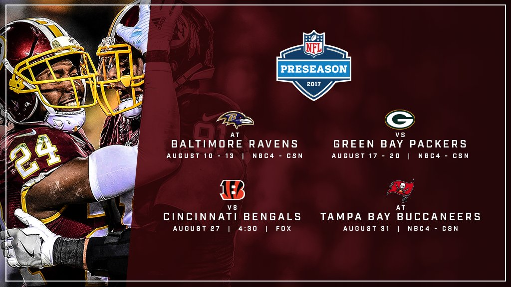 Washington Redskins Announce 2017 Preseason Opponents